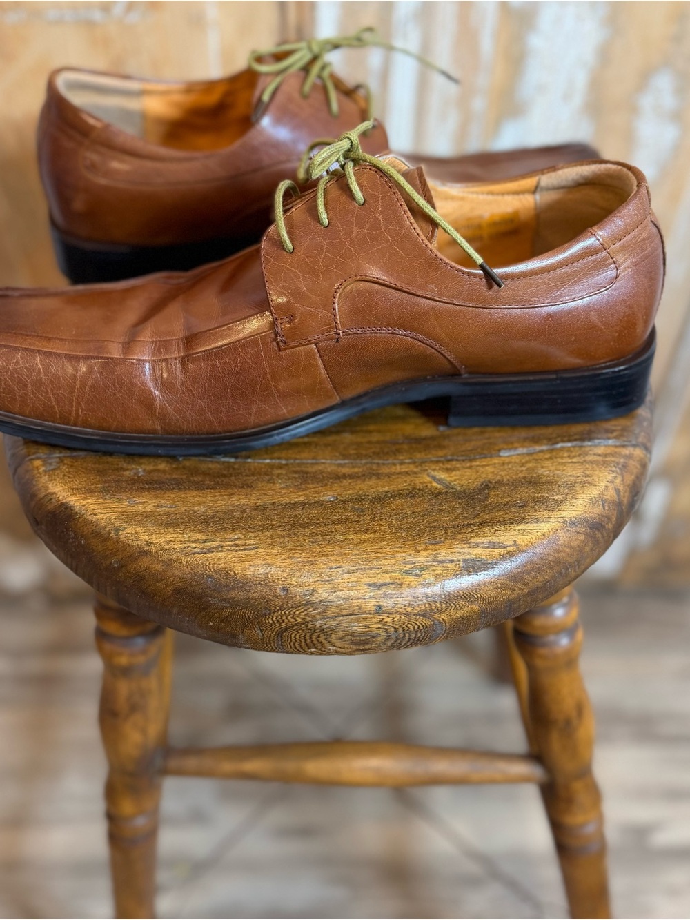 ZOTA Men’s Size 12 Brown Leather Square Toe Lace Up Derby Dress Shoes